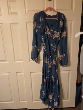 City Chic Teal Floral Maxi Wrap Dress